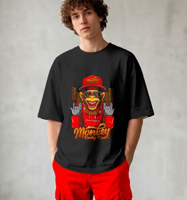 Producto - Remera Estampada Mono Overzize Negra