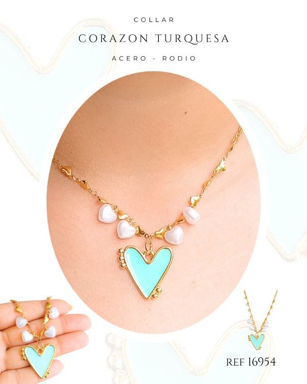 Producto - COLLAR CORAZON TURQUESA REF 16954