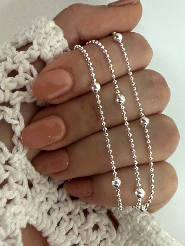 Producto - CB621 Cadena mini bolitas acero blanco