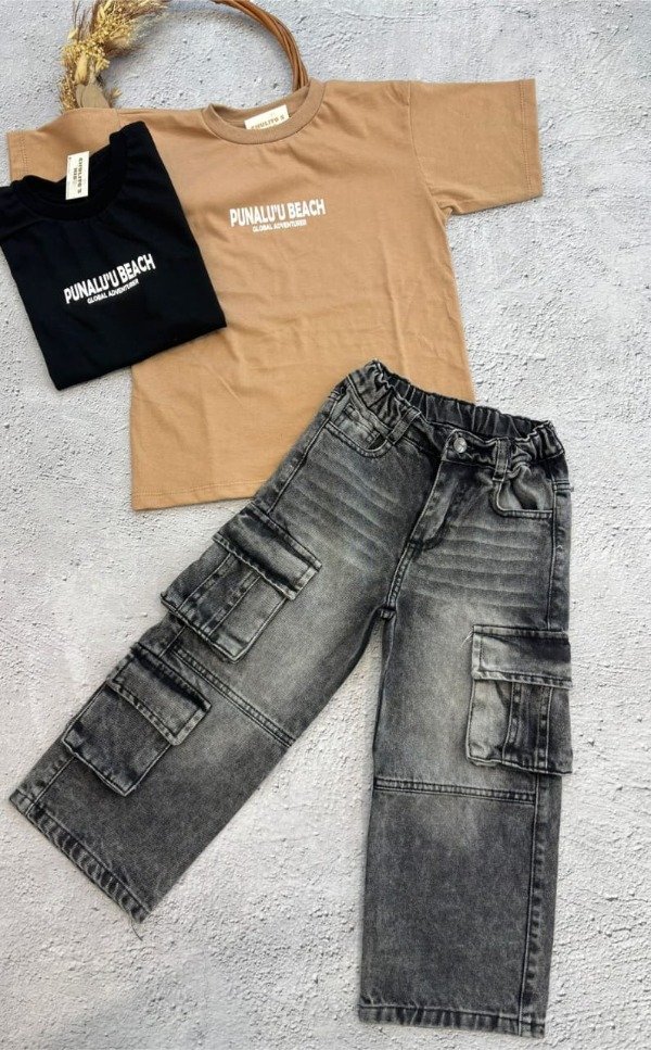 Producto - Jean niño doble cargo baggy