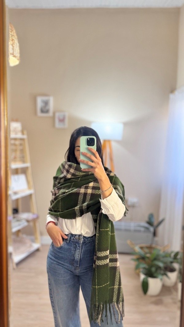 Producto - Pashmina cuadrille verde inglés