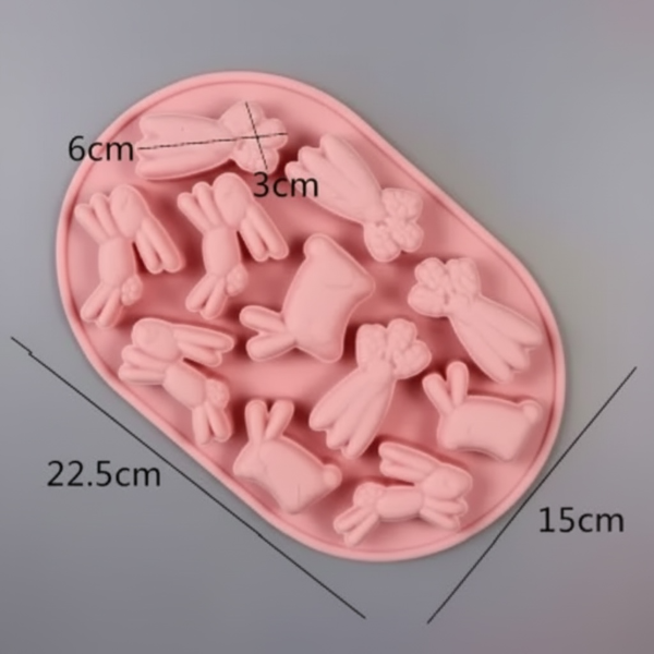Producto - MOLDE DE SILICONA PARA BOMBONES JABONES CONEJOS Y ZANAHORIAS PASCUAS - 1