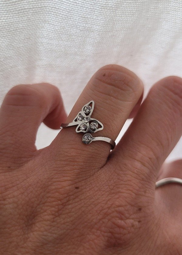 Producto - Anillo mariposa calada + strass AQ
