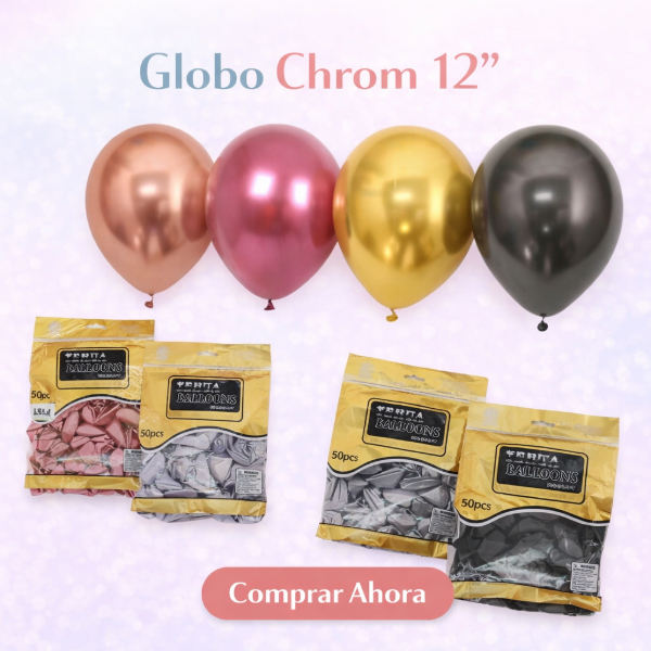 Producto - Globo Chrom Yehua latex paq. x 50 unidades 12"