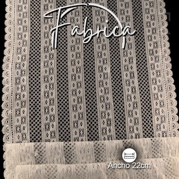 Producto - PS307 Puntilla Manteca. Medida: 22cm (por metro)