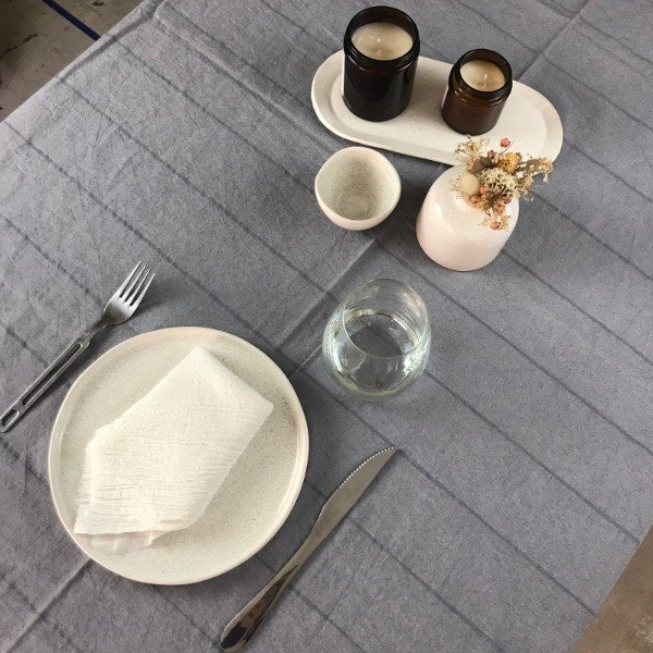 Producto - Mantel Tussor Gris con líneas Gris