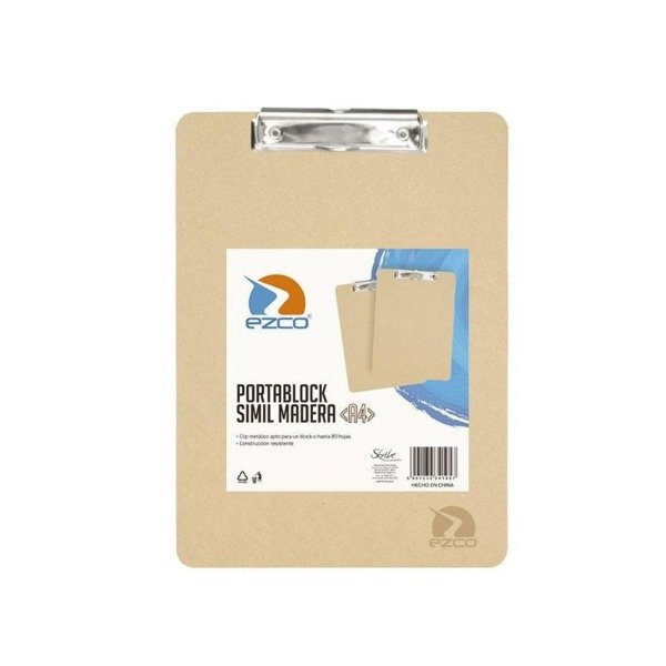 Producto - PLACA PORTABLOCK EZCO A4 SIMIL MADERA