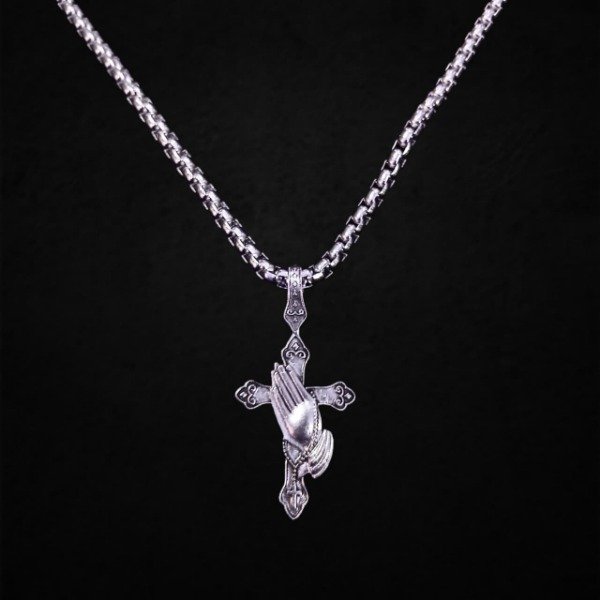 Producto - Collar Cruz con manos rezando