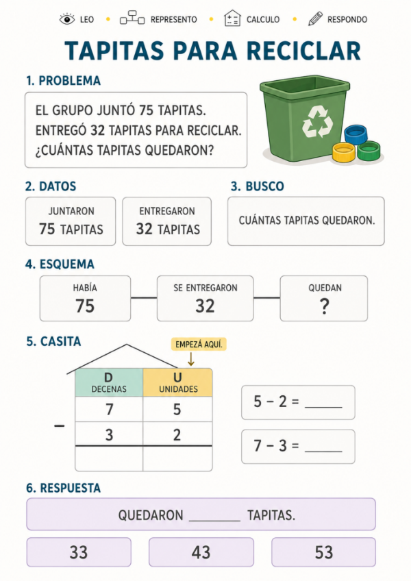 Producto - RESUELVO PROBLEMAS CON CASITAS: SUMAS Y RESTAS DE 2 Y 3 CIFRAS - 8