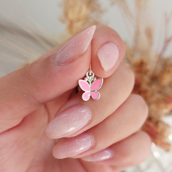 Producto - Dije mariposa esmaltada rosa