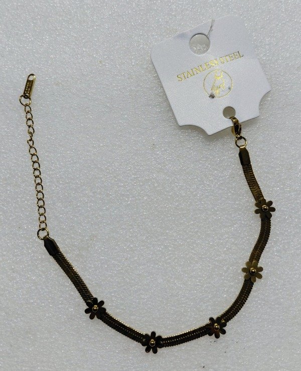 Producto - Pulsera acero dor c/flores Q YG413 DNB 4/26