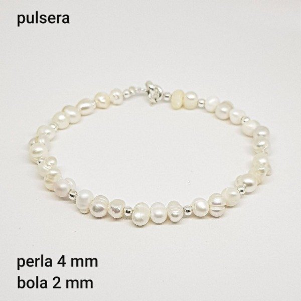 Producto - PUL #PER Pulsera Perla de río 4mm y bola 2mm