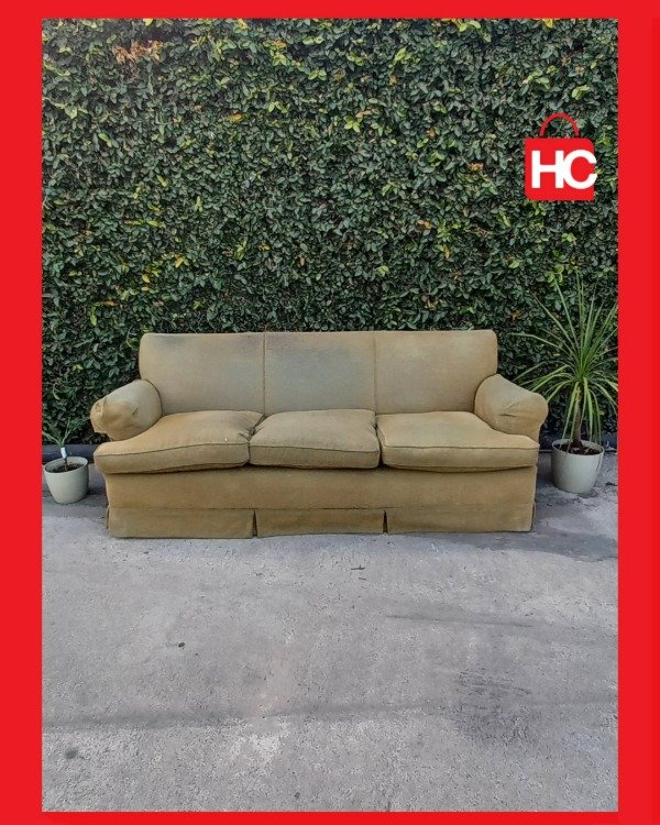 Producto - Gran sillón sofá de 3 cuerpos tapizado con cubre apoyabrazos a tono 2,20m - 0