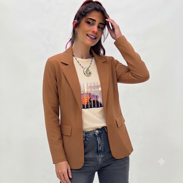 Producto - Blazer Bengalina Habano. Talle 46/48