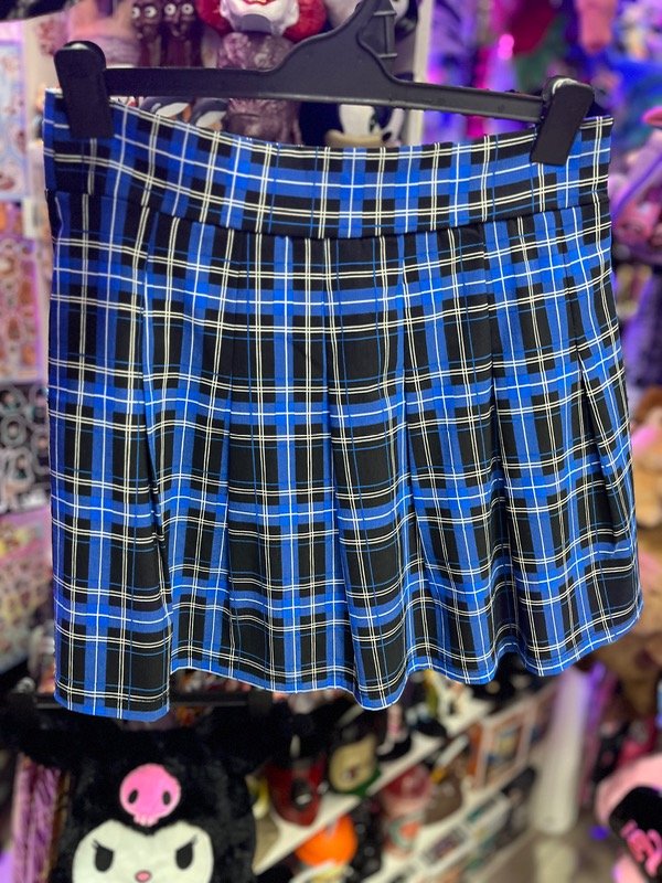 Producto - Pollera tableada cuadrillé azul