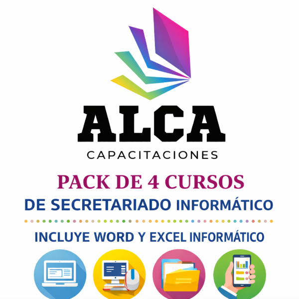 Producto - PACK DE 4 CURSOS PARA SECRETARIADO INFORMÁTICO