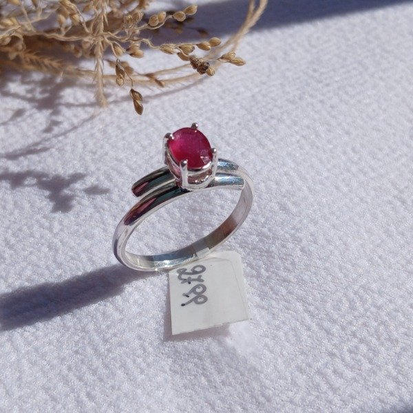 Producto - Anillo Plata 925 Rubi (tratado) Ajustable - 6