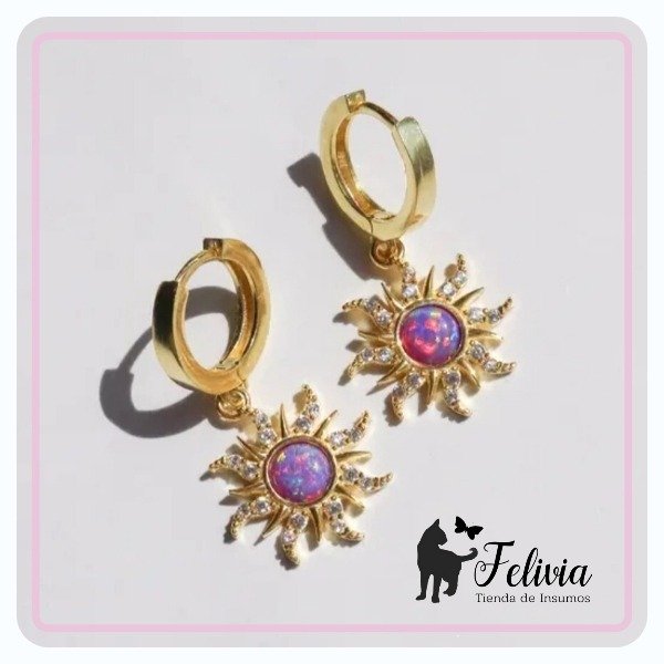 Producto - Par de aros Sol Opalo Violeta