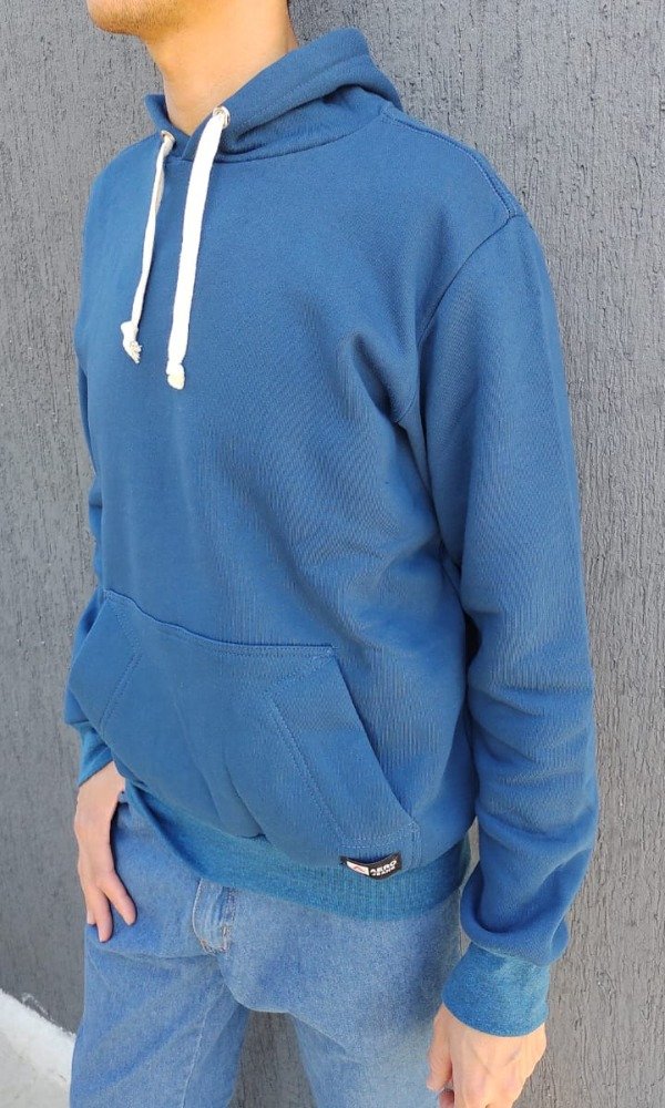 Producto - Buzo azul algodón frizado liso Talle L