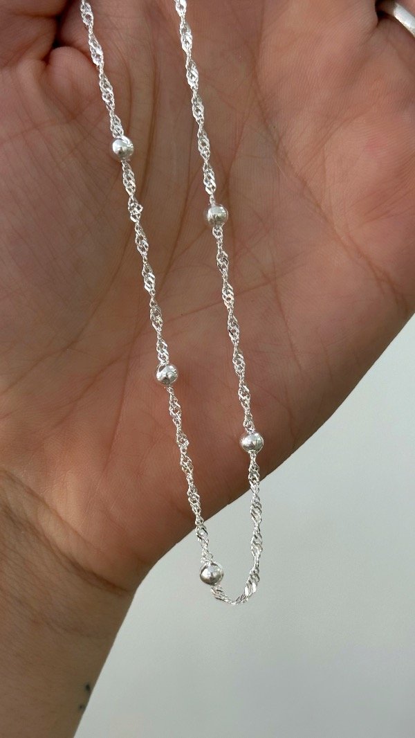 Producto - Cadena Sire bolitas int 42cm ACERO BLANCO