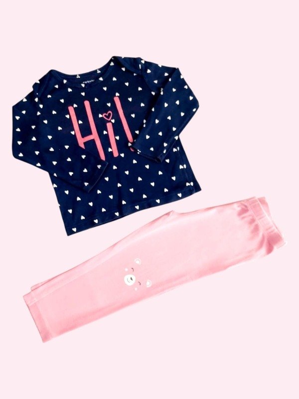 Producto - Pijama dos piezas manga larga azul y rosa HI Carters 24 meses
