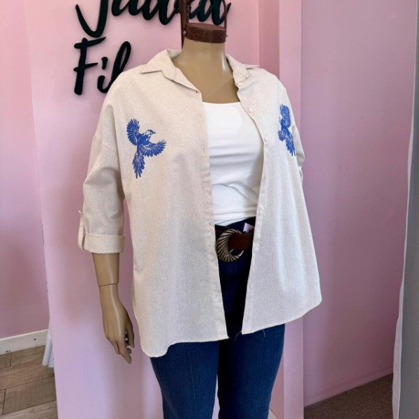 Producto - Camisa de lino ave azul 7329 - 2