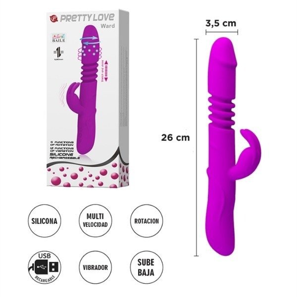 Producto - Ward vibrador rotativo con función de extensión o empuje y carga usb pretty love
