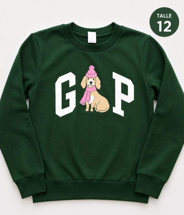 Buzo con friza gap talle 12 verde perrito