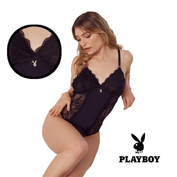 Producto - Body negro con transparencias Playboy premium
