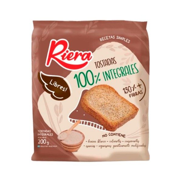Producto - Tostadas 100 por ciento Integrales x 200g RIERA