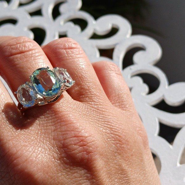 Producto - Anillo serena Plata 925 Aguamarina y berilos n 21 - 0