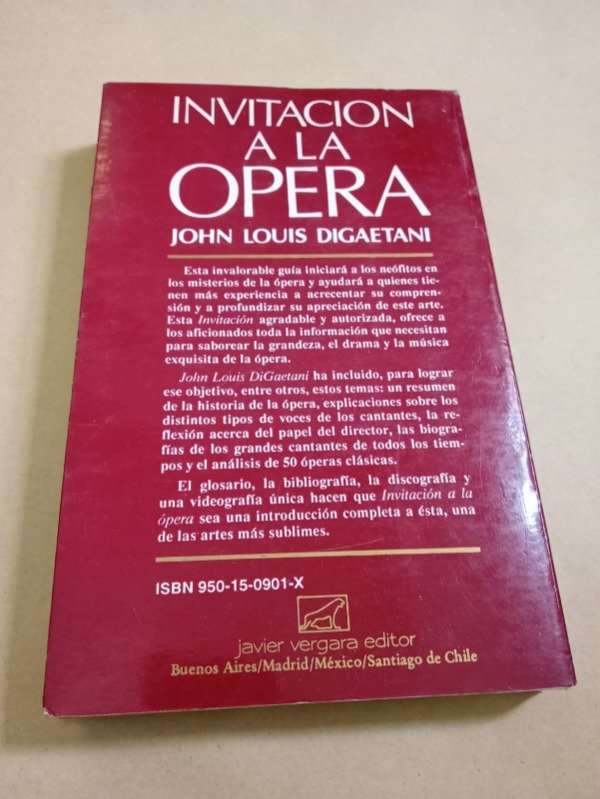 Producto - Invitación a la ópera - John Louis Digaetani - Vergara 1989 - 1