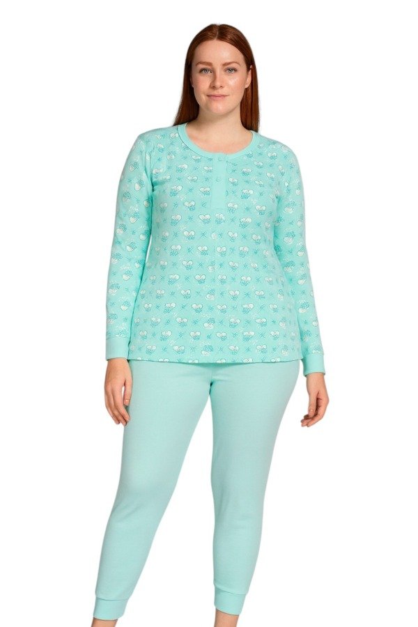 Producto - Pijama Dama Manga Larga c/Boton Algodon Interlock Grueso