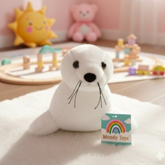 Producto - Peluche foquita blanca grande 36x27 cm