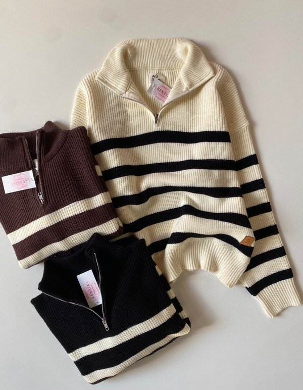 Producto - Sweater rayado cierre premium