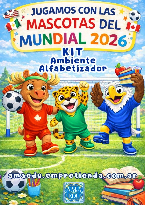 Producto - Kit AMBIENTE ALFABETIZADOR MASCOTAS DEL MUNDIAL 2026