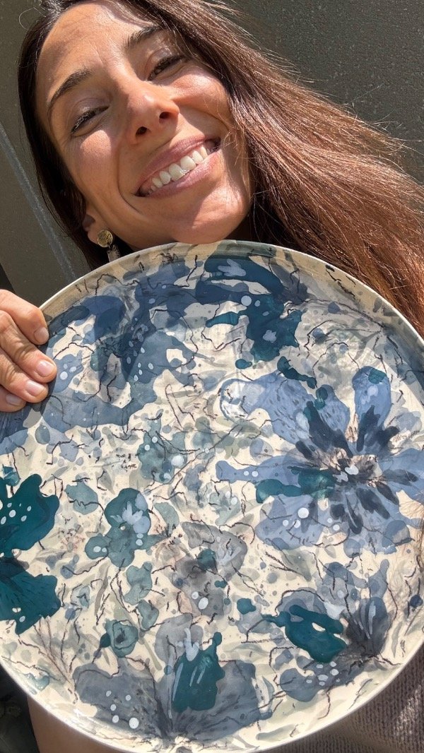 Producto - Bandeja de flores azules 31cm - 1