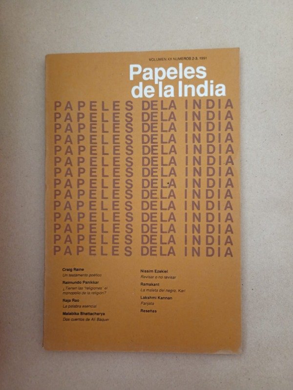 Producto - Papeles de la India Vol XX #2-3 - Raine Panikkar Kannan - 1991