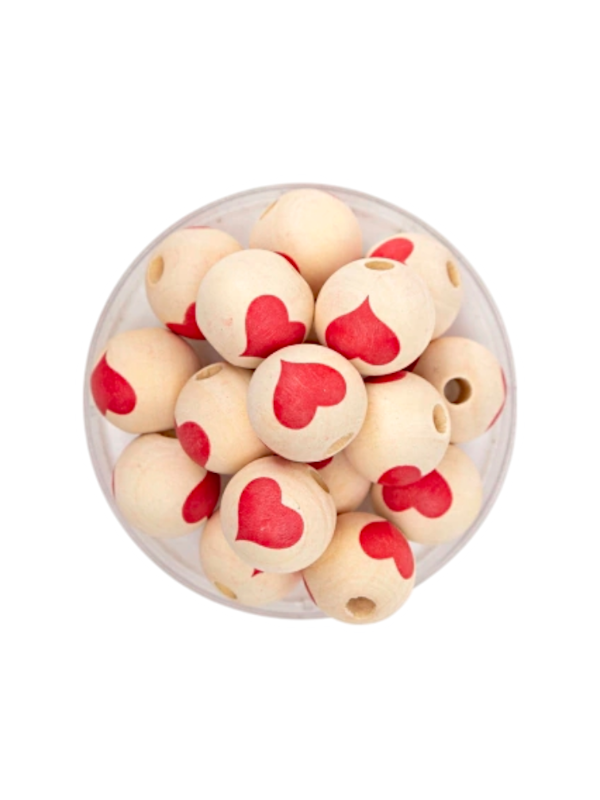 Producto - CUENTAS DE MADERA CON CORAZÓN 15MM X UNIDAD