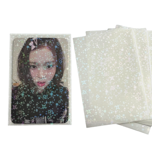 Producto - Pack sleeves holográficos destellos blanco