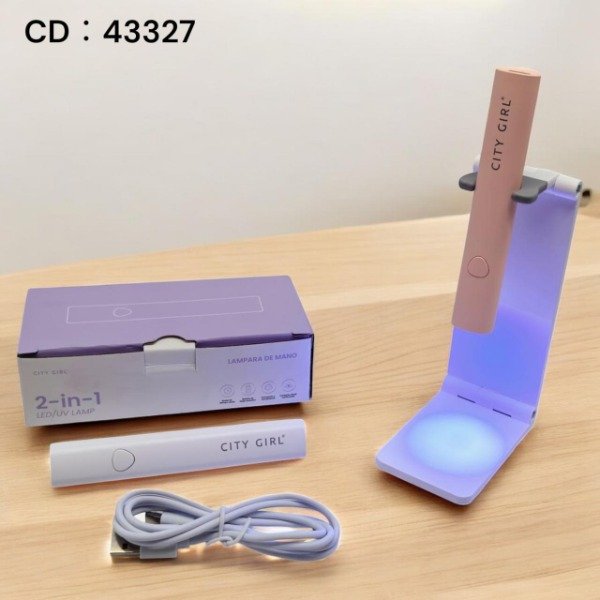 Producto - LINTERNA UV LED RECARGABLE PARA SOFT GEL CON SOPORTE CITY GIRL 43327