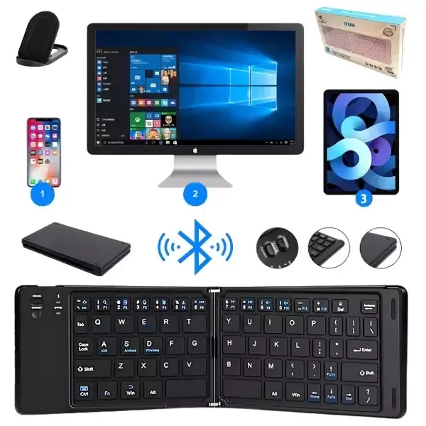 Producto - Teclado inalambrico plegable con soporte para celu