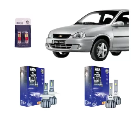 Producto - Kit Cree Led IR100 Luz Baja Alta Y Antiniebla Chevrolet Corsa Hasta 2010