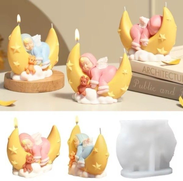 Producto - Molde silicona bebe dormido sobre la luna - 1