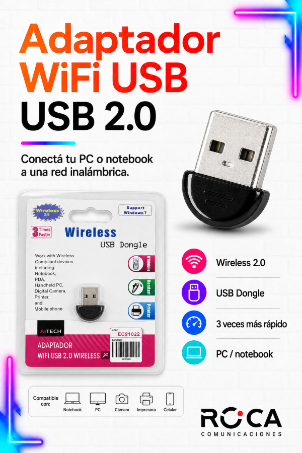 Producto - Adaptador WiFi USB 2.0 Wireless AiTech