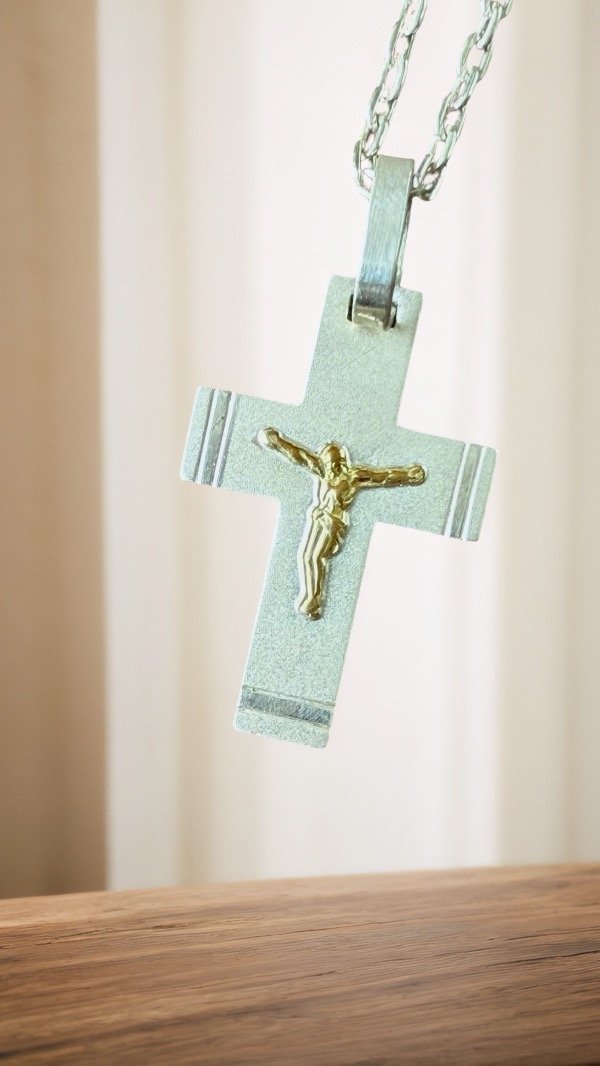 Producto - Cruz PLATA Y ORO 20x34MM D170