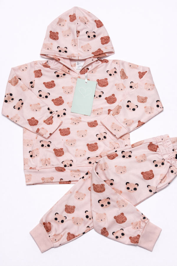 Producto - Dúo buzo y babucha frisa elastizada rosa ositos