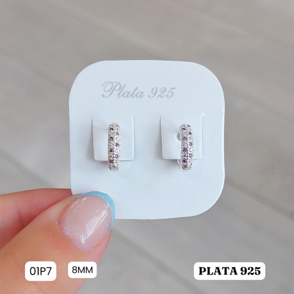 Producto - Aros argolla huggies micropavé colores