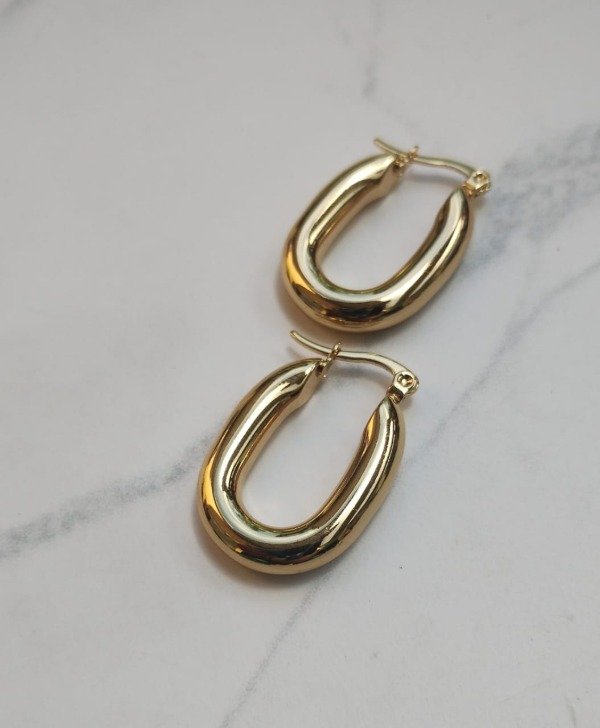 Producto - Argollas Ovaladas - Acero Dorado