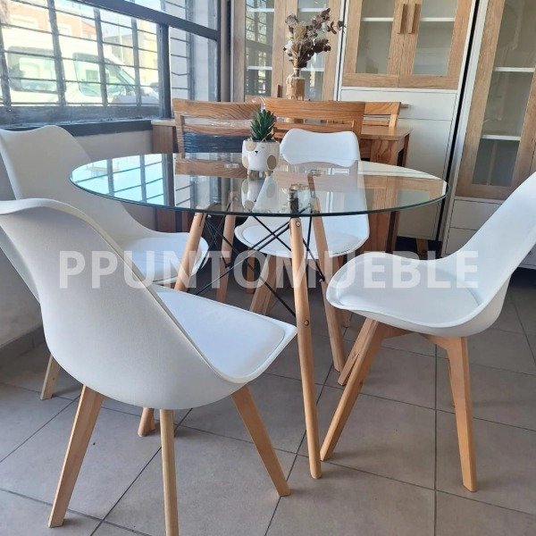 Producto - MESA CIRCULAR DE VIDRIO 100 CM  + 4 SILLAS